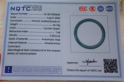 Certified Green Burma 100% Natural A JADE Jadeite Bangle Bracelet 57 mm 手镯 635538  TN