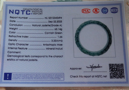 Certified Icy Blue Water Green Burma 100% Natural A JADE Jadeite Flower Bangle Bracelet 64 mm 635331  TN