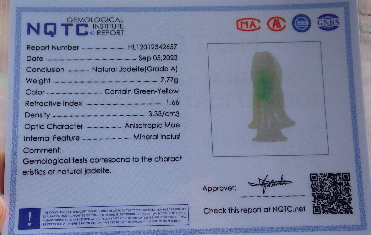 Certified Green Burma 100% Natural A Jade jadeite Pendant Longevity God Dragon Peach Necklace 寿星公 633328  TN