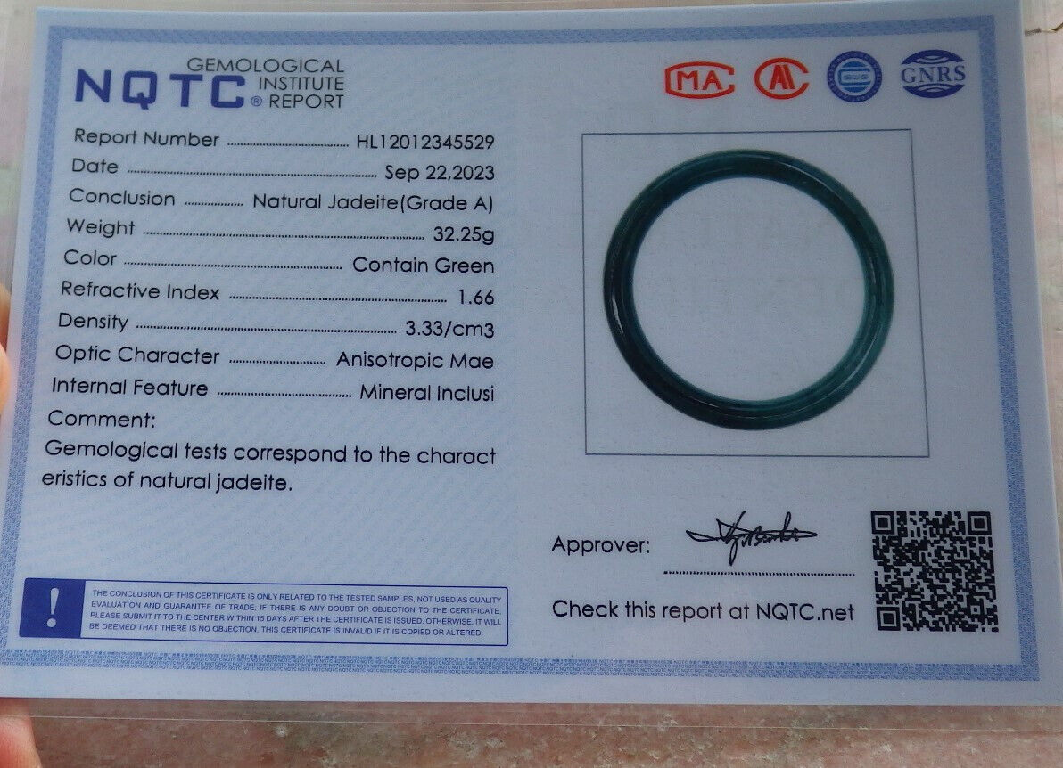 Certified Icy Blue Water Green Burma 100% Natural A JADE Jadeite Circle Bangle Bracelet 57 mm 手镯 634182  TN
