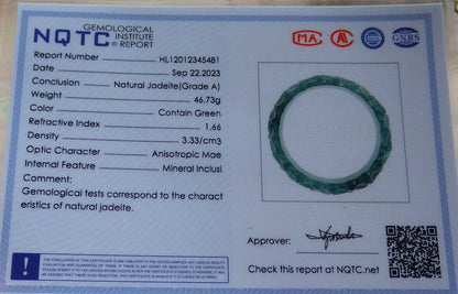 Certified Icy Green Burma 100% Natural A JADE Jadeite Flower Bangle Bracelet 55 mm 635451  AS