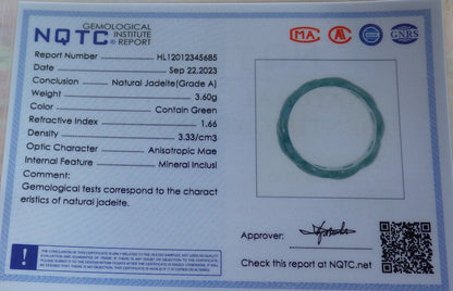 Certified Icy Green Burma 100% Natural A JADE Jadeite Knotted RING USA. 10.25 戒指 635993  TN