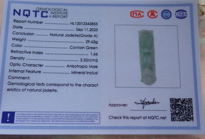 Certified Green  Burma 100% Natural A Jade jadeite Pendant Dragon Monkey Peach Necklace 龙钩 633193  TN