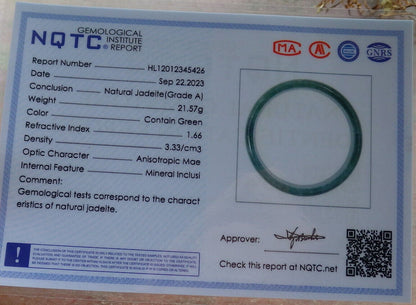 Certified Icy Green Burma 100% Natural A JADE Jadeite Bangle Bracelet 49 mm 手镯 634042  TN