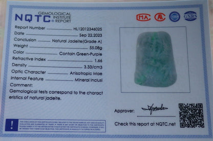 Certified Green Burma 100% Natural A Jade jadeite Pendant Dragon Bead Necklace 生意兴隆 633799  TN