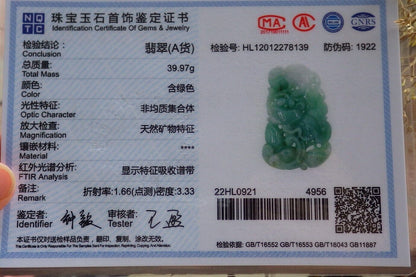 Certified Green Burma 100% Natural A Jade jadeite Pendant Mandarin Duck Phoenix Lotus Flower Coin Necklace 鸳鸯 575098 TN