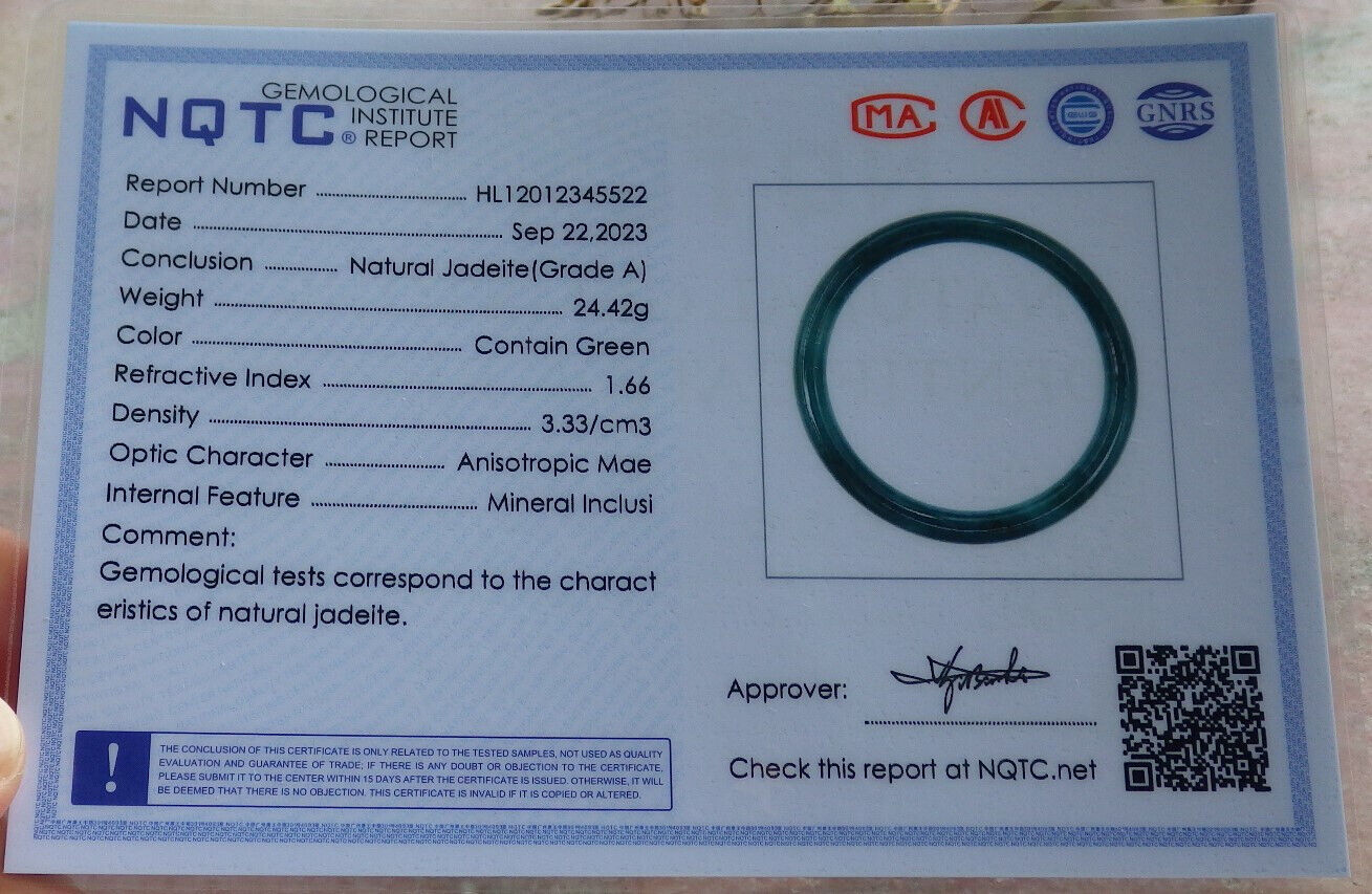 Certified Icy Blue Water Burma 100% Natural A JADE Jadeite Circle Bangle Bracelet 57 mm 手镯 633681  TN