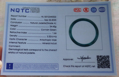 Certified Icy Blue Water Burma 100% Natural A JADE Jadeite Circle Bangle Bracelet 57 mm 手镯 633681  TN
