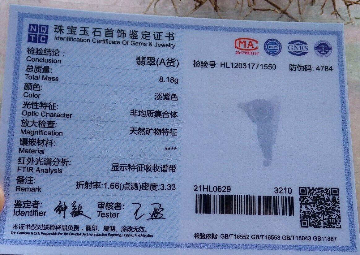 Certified Icy White 100% Natural A Jade jadeite Pendant Sea Horse Seahorse Necklace 海马  528880  TN