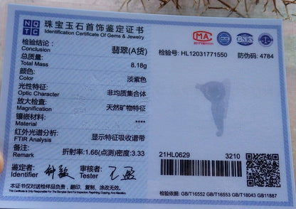 Certified Icy White 100% Natural A Jade jadeite Pendant Sea Horse Seahorse Necklace 海马  528880  TN
