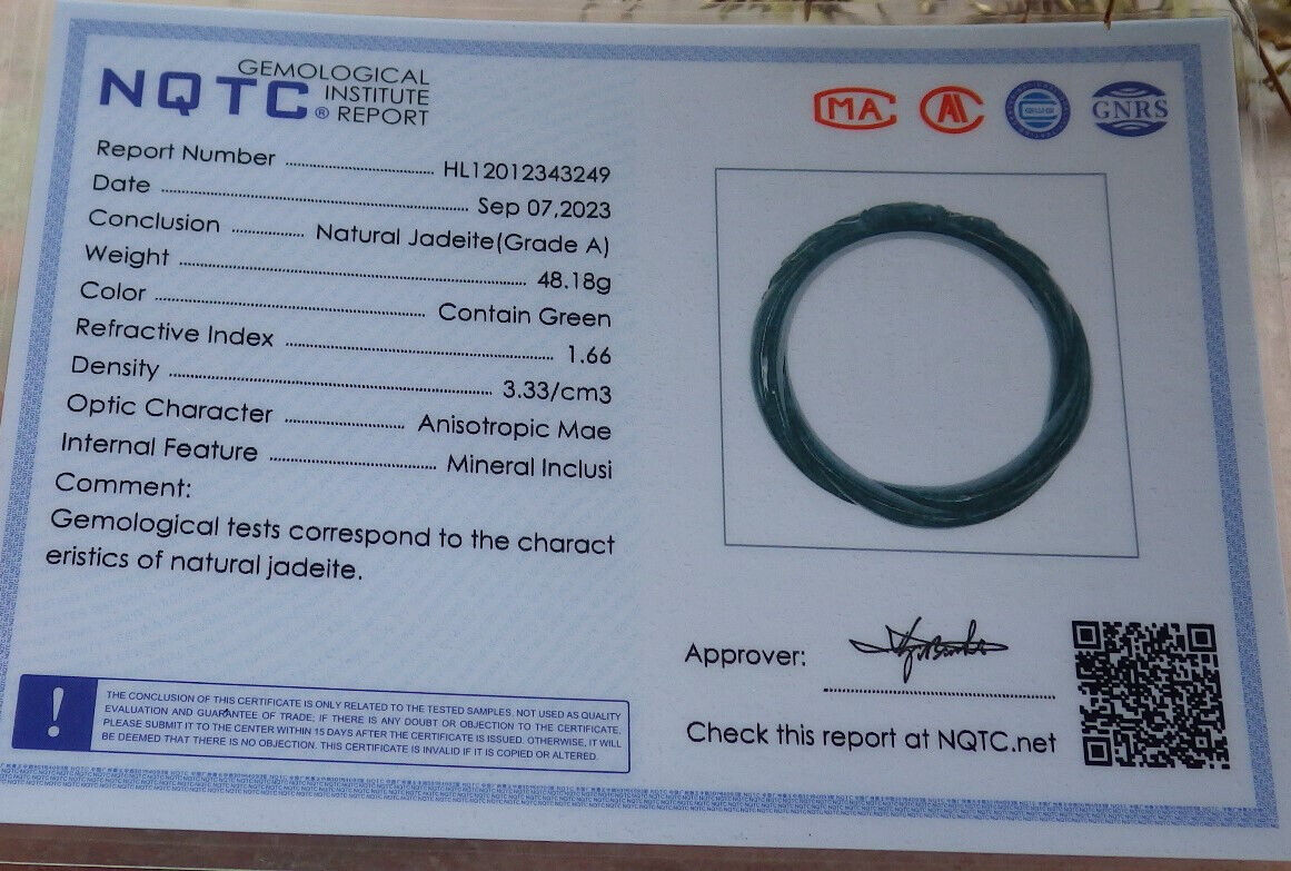 Certified Icy Blue Water Green Burma 100% Natural A JADE Jadeite Flower Knotted Bangle Bracelet 55 mm 手镯 633454  TN