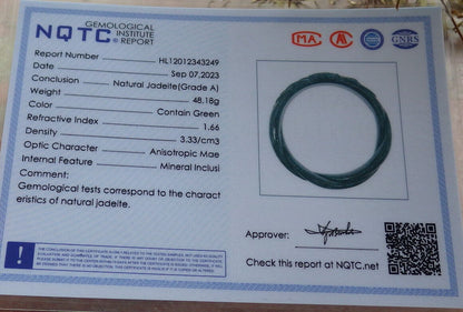 Certified Icy Blue Water Green Burma 100% Natural A JADE Jadeite Flower Knotted Bangle Bracelet 55 mm 手镯 633454  TN