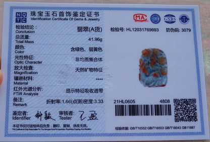 Certified Red Green 100% Natural A Jade jadeite Pendant Deer Flower Necklace 梅花鹿 526381  TN