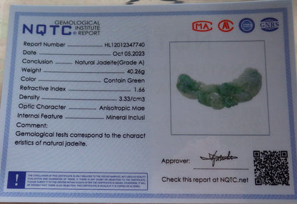 Certified Green Burma 100% Natural A Jade jadeite Pendant Dragon Bead Necklace 生意兴隆 635341  TN