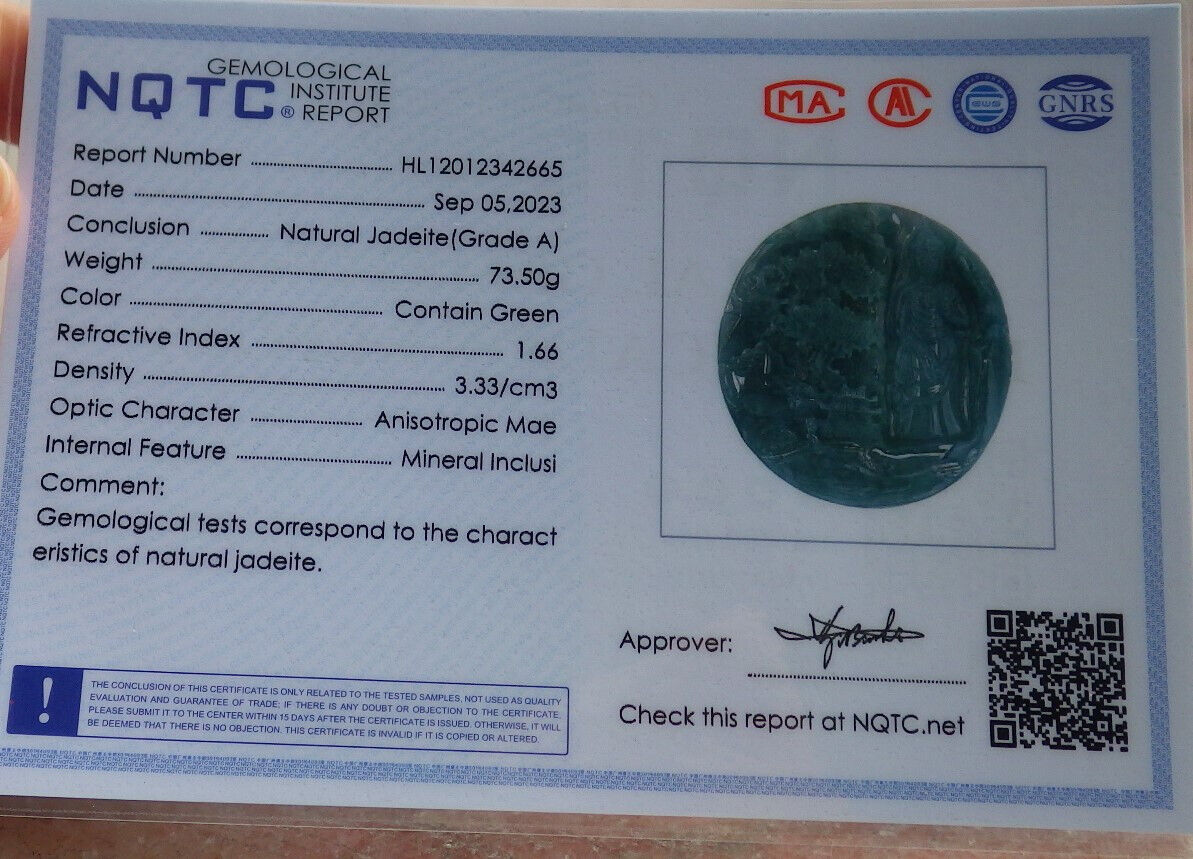 Atestita Glacia Verda Birmo 100% Natura A Jadejadeito pendanta Pejzaĝa pentraĵo Guanyin Kwan Yin Arba Koliero 山水画 634091 TN