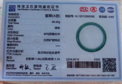 Certified Green Burma 100% Natural A JADE Jadeite Bangle Bracelet 58 mm 手镯 574659 TN