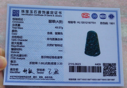 Certified Green Yellow 100% Natural A Jade jadeite Landscape painting Tree Necklace 山水画 529705  TN