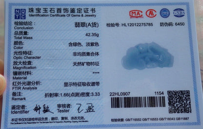 Pair Certified Pale Green Lavender Burma 100% Natural A Jade jadeite Pendant Dragon Pi Xiu Money Coin Ruyi Necklace 风水貔貅 573973 TN