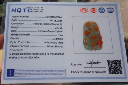 Certified Red Green Burma 100% Natural A Jade jadeite Pendant Deer Flower Necklace 梅花鹿 646488 TN