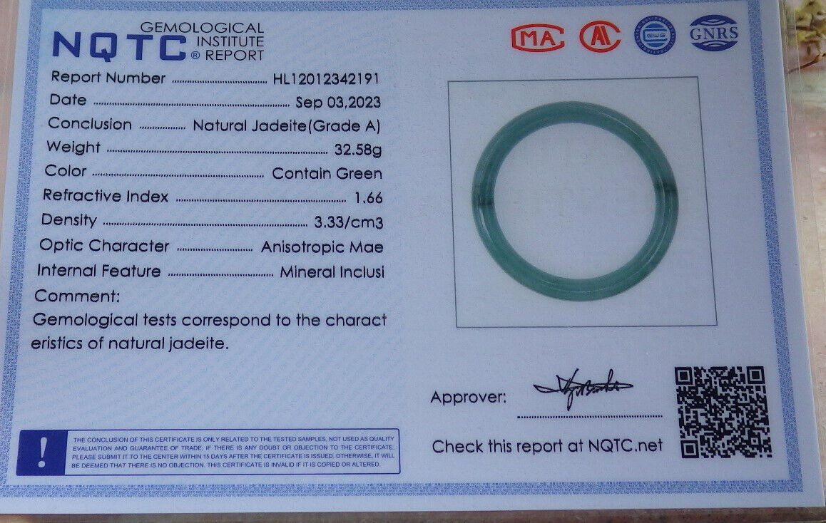 Atestita Verda Birmo 100% Natura A JADE Jadeita Ronda Brakringo 55,7 mm 手镯 632745 TN
