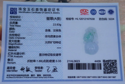 Certified Green 100% Natural A Jade jadeite Pendant Bat Peach Necklace 蝙蝠 528196  TN
