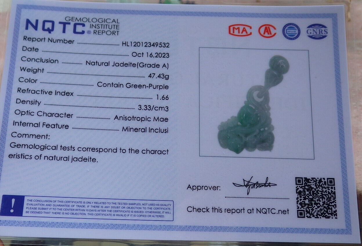 Certified Green Burma 100% Natural A Jade jadeite Pendant Deer Flower Peach Gourd Coin Necklace W Ring 梅花鹿 636653  TN