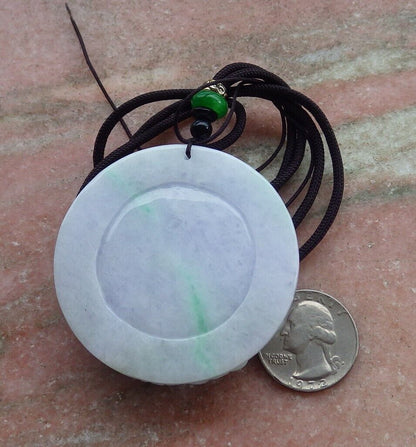 Certified Green Pale Lavender 100% Natural A Jade jadeite Pendant Phoenix Peacock Flower Circle Necklace 孔雀 520800 **TN