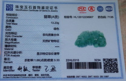 Certified Icy Green Burma 100% Natural A Jade jadeite Pendant Tiger Bead 虎虎生威 574777 TN