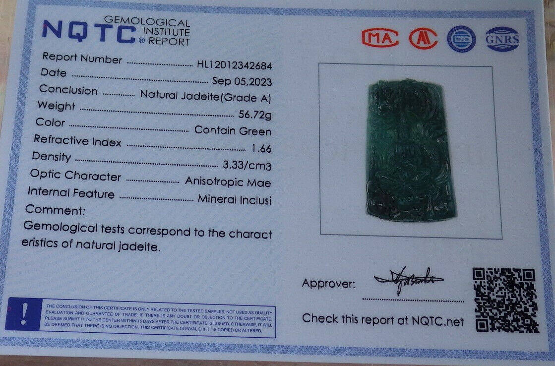 Certified Icy Green Burma 100% Natural A Jade jadeite Pendant Guanyin Kwan Yin Dragon Necklace 观音633224  TN