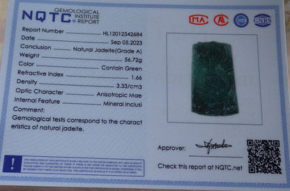 Certified Icy Green Burma 100% Natural A Jade jadeite Pendant Guanyin Kwan Yin Dragon Necklace 观音633224  TN