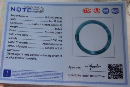Certified Icy Green Burma 100% Natural A JADE Jadeite Circle Bangle Bracelet 58 mm 手镯 634341  TN