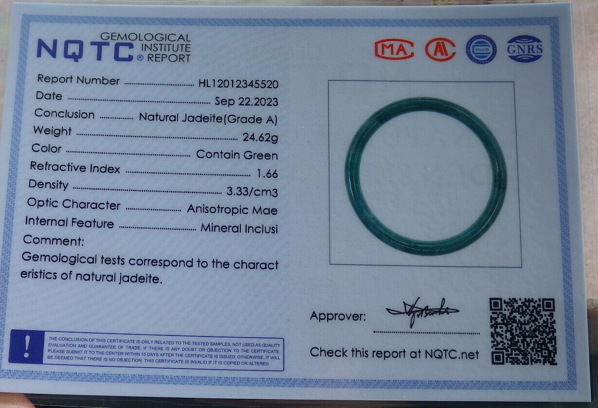 Certified Icy Blue Water Burma 100% Natural A JADE Jadeite Circle Bangle Bracelet 59 mm 手镯 633779  TN