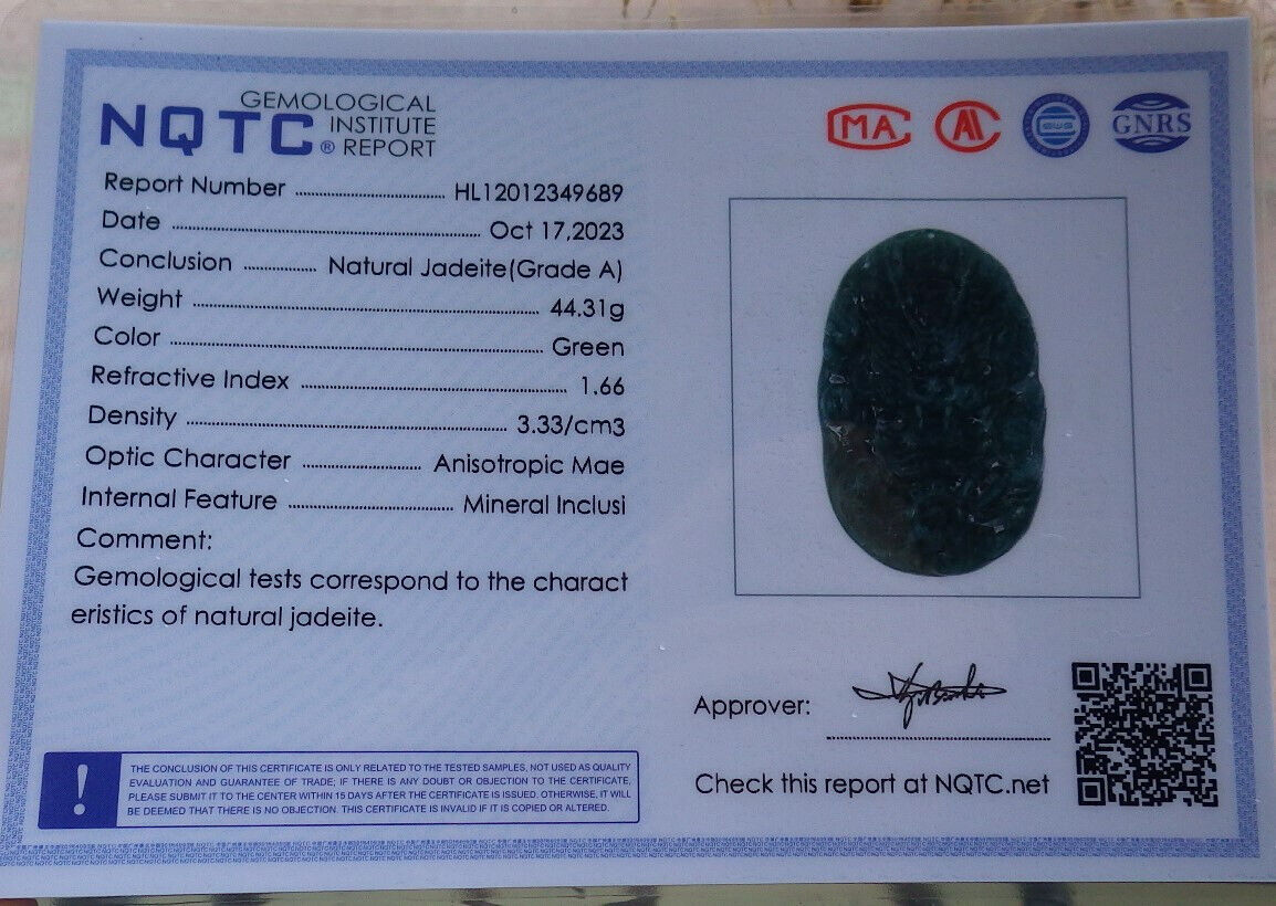 Certified Icy Green Burma 100% Natural A Jade jadeite Pendant Dragon Bead Necklace 生意兴隆 636299  TN