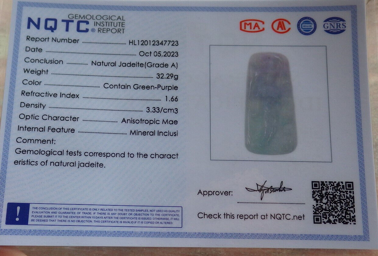 Certified Lavender Green Burma 100% Natural A Jade jadeite Pendant Guanyin Kwan Yin Lotus Flower Necklace 观音 635366  TN