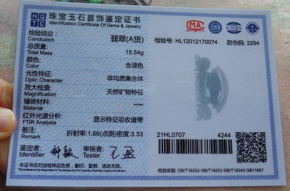 Certified Pale Lavender Green 100% Natural A Jade jadeite Pendant Dragon Axe Necklace 龙斧头 529917