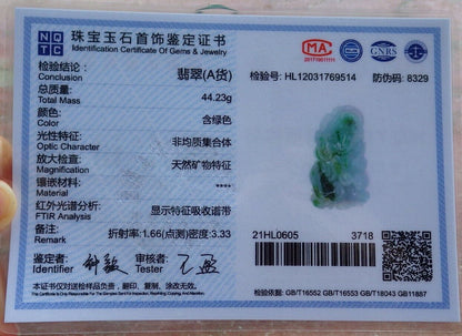 Certified Green 100% Natural A Jade jadeite Pendant Bat Peach Lotus Flower Ruyi Necklace 蝙蝠 525591  TN