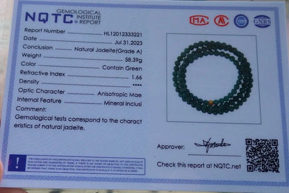 Certified Icy Green Burma 100% Natural A JADE Jadeite Bead Beads Necklace 27 inches 项链 616813  TN