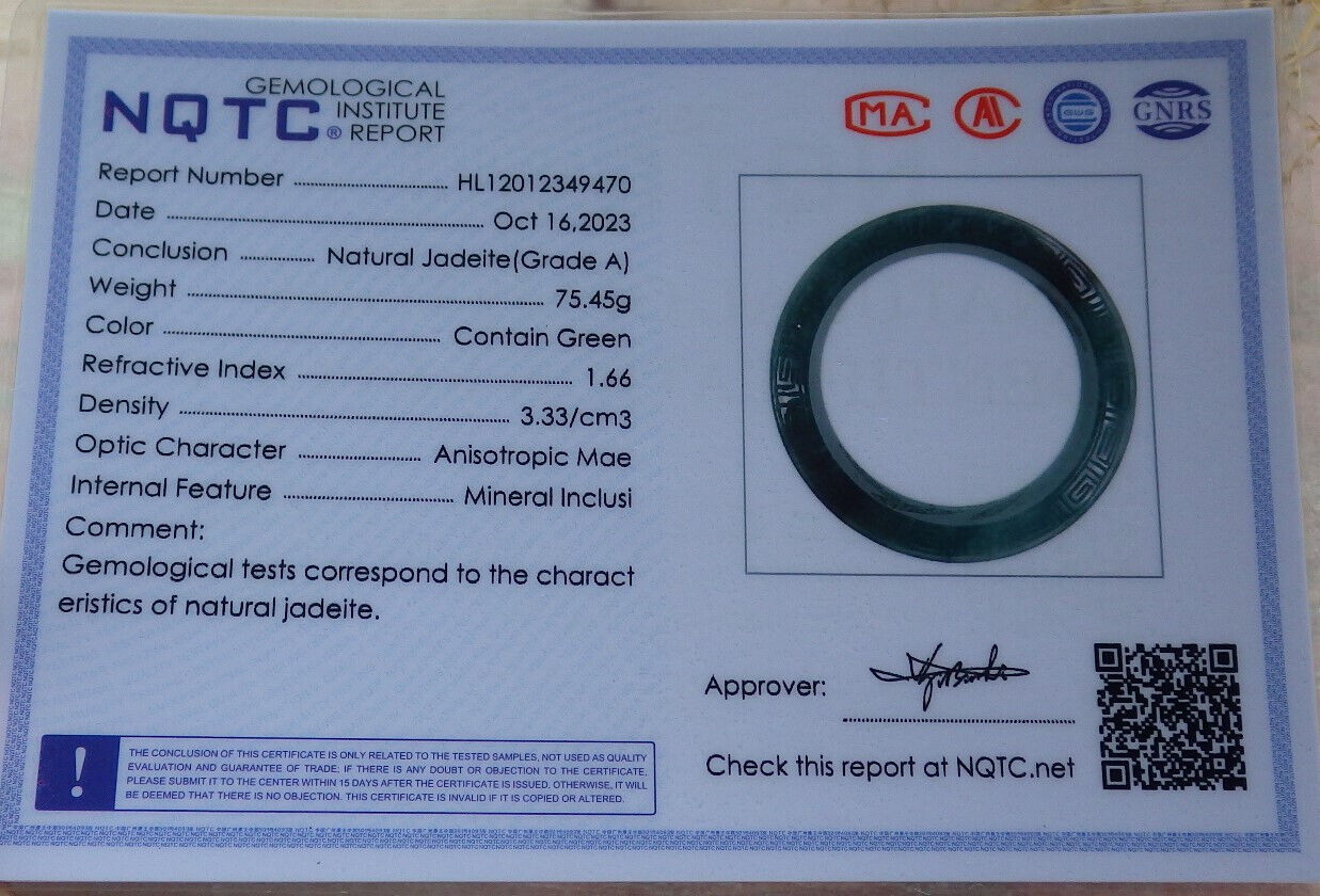 Certified Icy Green Burma 100% Natural A JADE Jadeite Dragon Phoenix Bangle Bracelet 58 mm 手镯 636336  TN