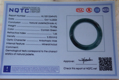 Certified Icy Green Burma 100% Natural A JADE Jadeite Dragon Phoenix Bangle Bracelet 58 mm 手镯 636336  TN