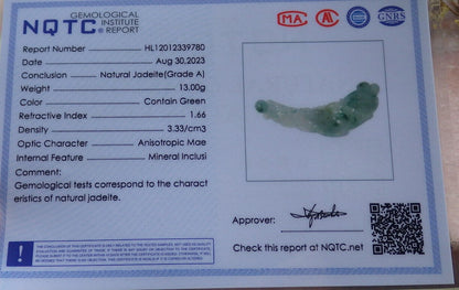 Certified Icy Green Burma 100% Natural A Jade jadeite Pendant Fish Lotus Leaf Necklace 年年有余 632943  TN