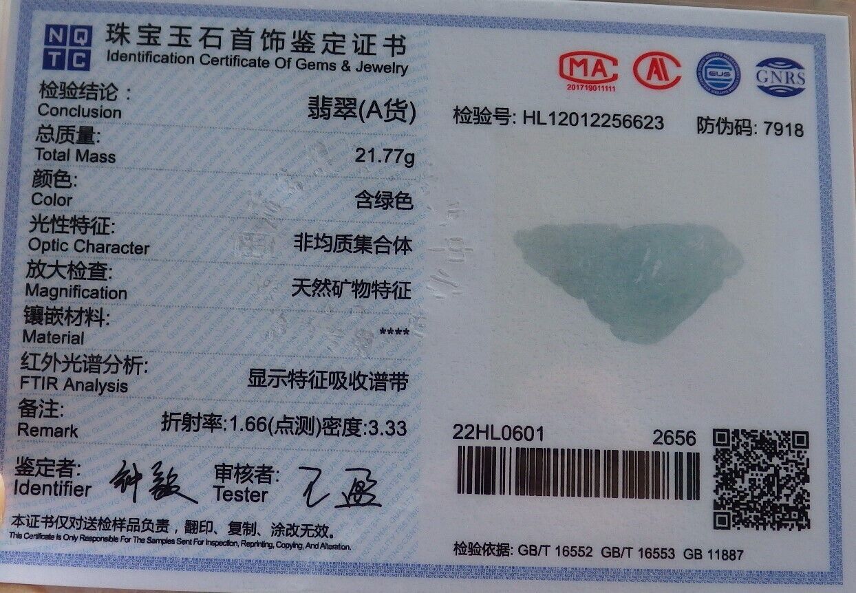 Certified Icy Green Burma 100% Natural A Jade jadeite Pendant Dragon Turtle Necklace 龙龟 574589 TN
