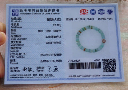 Certified Green Yellow Burma 100% Natural A JADE Jadeite Bead Beads Bangle Circle Bracelet 529470  TN