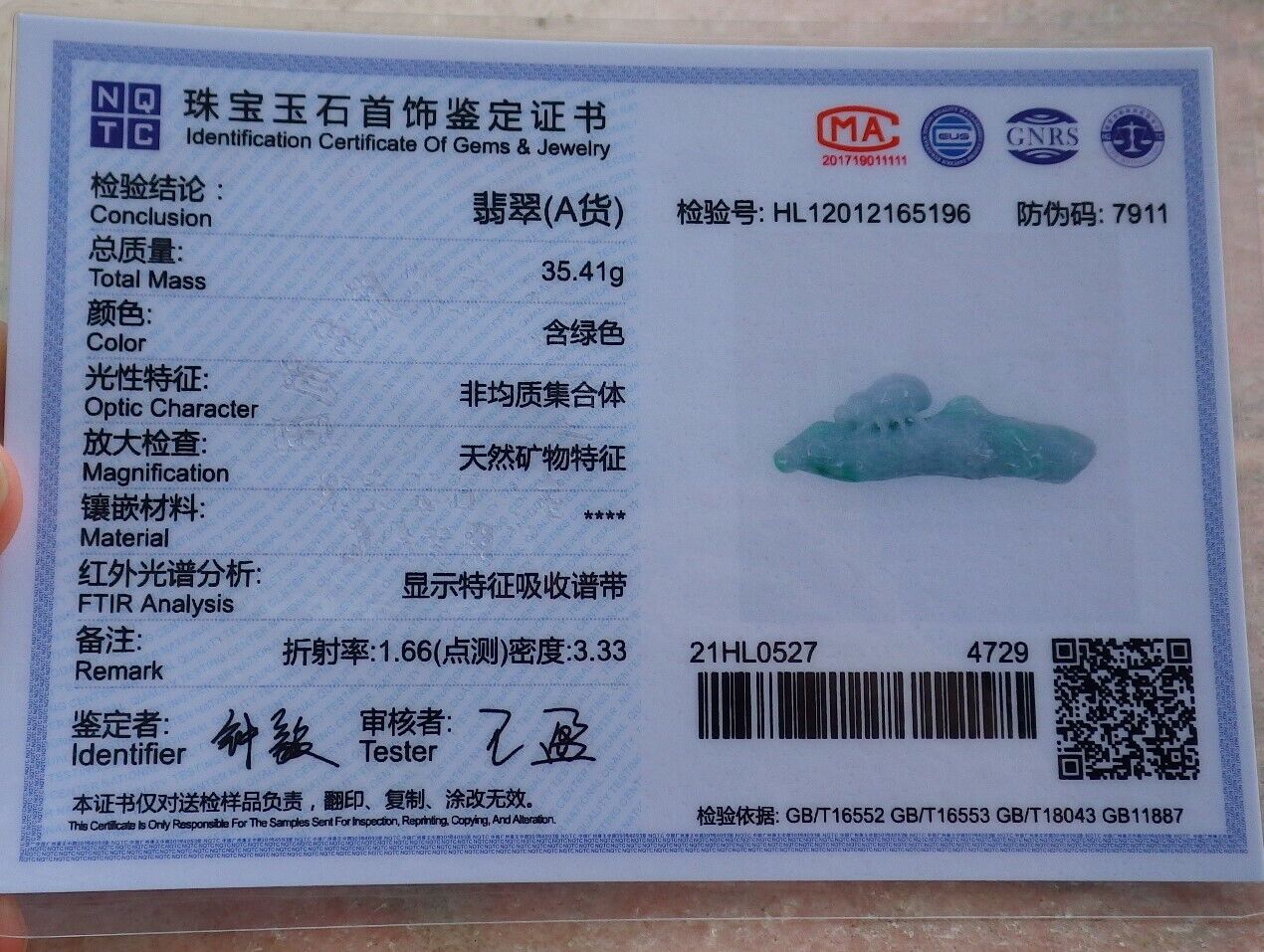 Certified Green 100% Natural A Jade jadeite Pendant Beetle Tree Necklace 富甲天下 524950 TN