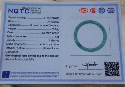 Certified Green Burma 100% Natural A JADE Jadeite Circle Bangle Bracelet 56 mm 手镯 636798  TN
