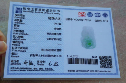 Certified Green 100% Natural A Jade jadeite Pendant Fish Lotus Flower Ruyi Coin Necklace 年年有余  529799   TN