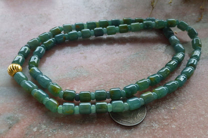 Certified Icy Yellow 100% A JADE Jadeite Beads Circle Necklace 25 inches 617558 TN