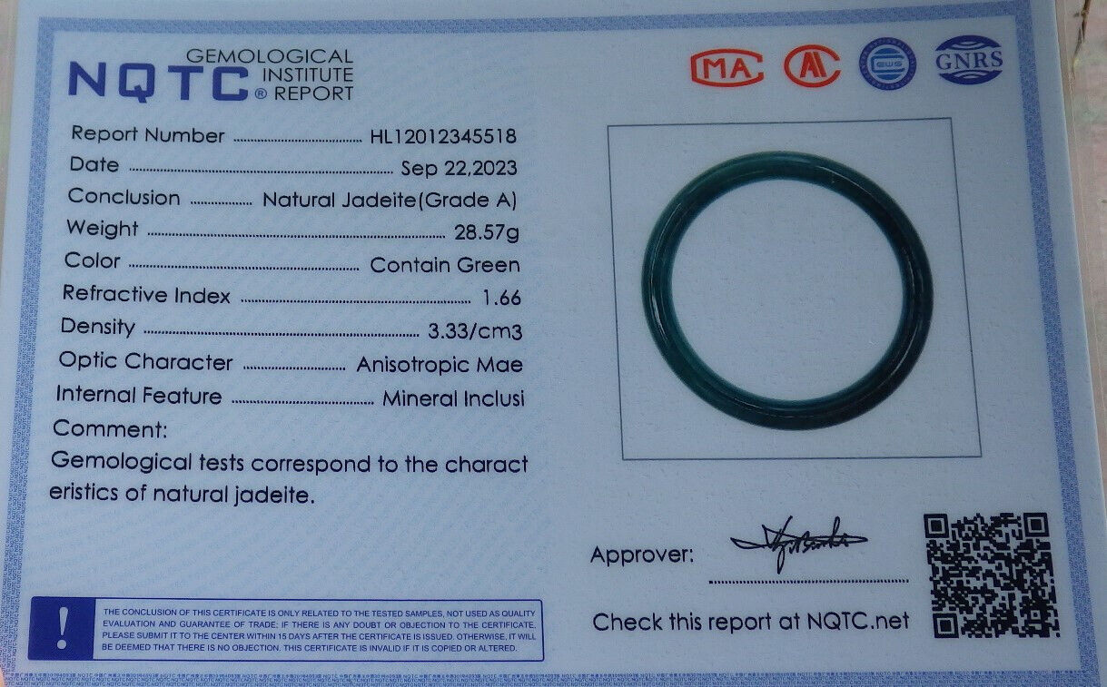 Certified Icy Blue Water Green Burma 100% Natural A JADE Jadeite Circle Bangle Bracelet 55 mm 手镯 633789  TN