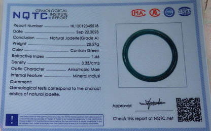 Certified Icy Blue Water Green Burma 100% Natural A JADE Jadeite Circle Bangle Bracelet 55 mm 手镯 633789  TN