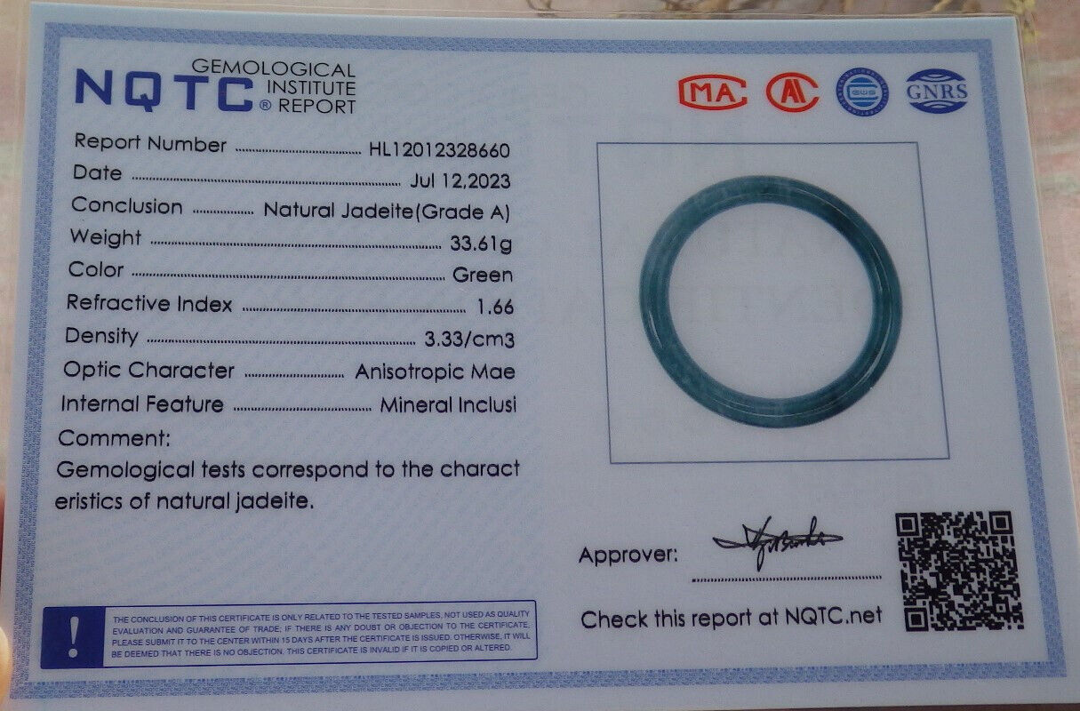 Certified Icy Green Burma 100% Natural A JADE Jadeite Circle Bangle Bracelet 54 mm 手镯 635548  TN