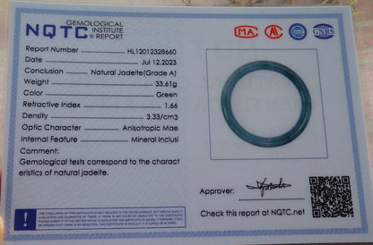 Certified Icy Green Burma 100% Natural A JADE Jadeite Circle Bangle Bracelet 54 mm 手镯 635548  TN